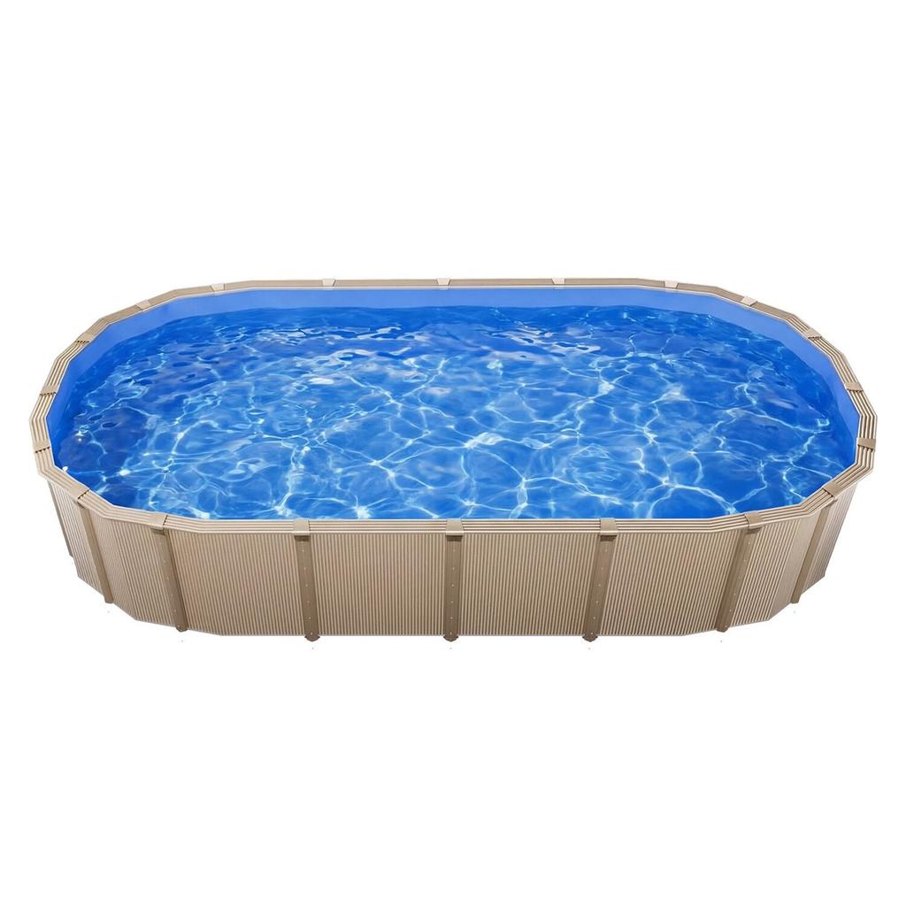 Oval Pool Liner, 375 x 610 cm UniBead Swimming Pool Liner for 120 cm Wall Height, Premium Vinyl, Easy Install with Leak-Proof Patches, Designed for