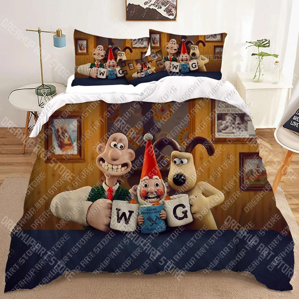 Wallace & Gromit 3D Bettwäsche-Sets bedruckte Bettbezüge für Erwachsene_ Kinderbett Decke Geburtstagsgeschenk Dropshipping