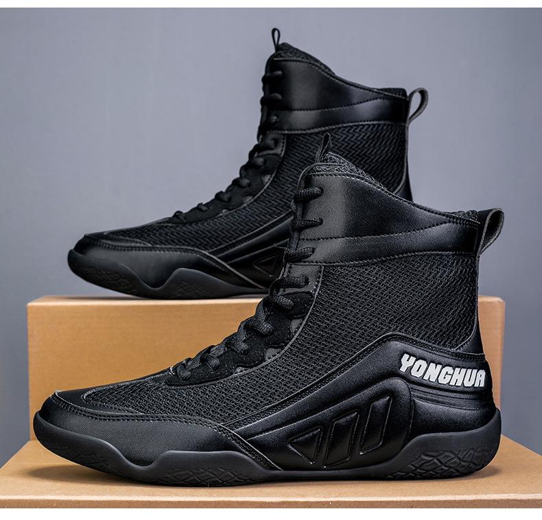 Sports comprehensive training shoes gym indoor squat men's high-top professional boxing shoes women's sanda fighting boxing shoes