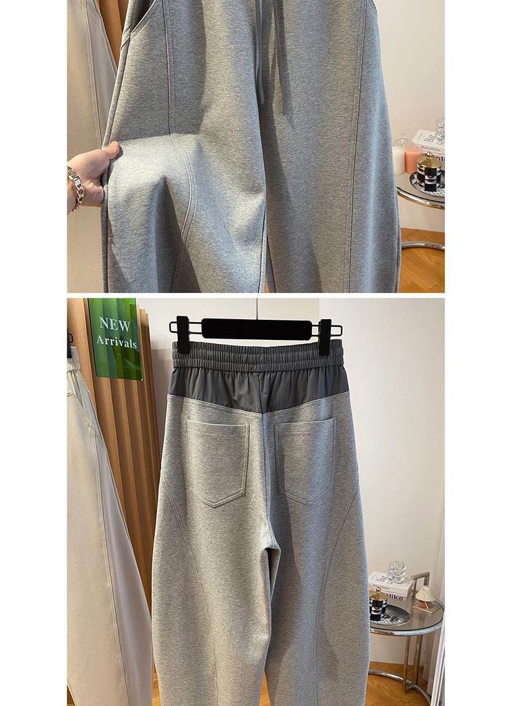 Spring 2024 Women's High-Waist Color-Contrast Wide-Leg Pants