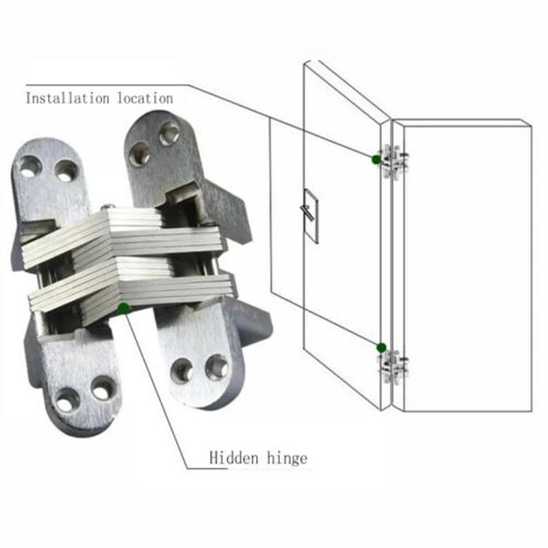 2Pcs 12x43MM Invisible Hinges Silent Close Cross Hinge Hidden Concealed Cabinet Cupboard Door Wooden Boxes For Folding Furniture