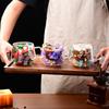 200ml Doppelwandige Tasse aus klarem Borosilikatglas Getrocknete Blumen Glas-Teetasse Kaffeetasse mit Henkel Hitzebeständige Teetassen