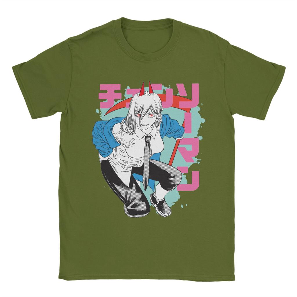 Power Chainsaw Man T-Shirt Men Anime Funny Pure Cotton Tees Crew Neck Short Sleeve T Shirt Graphic Clothing