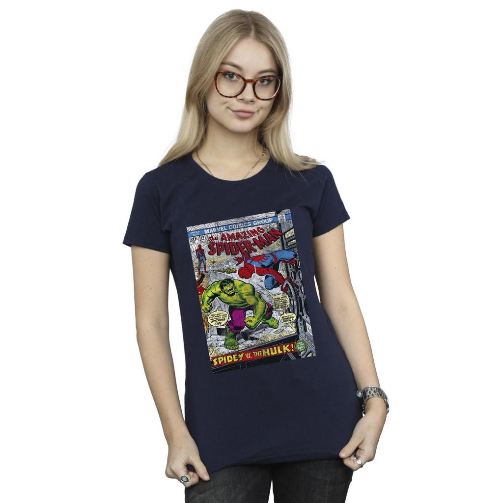 Marvel Womens/Ladies Spider-Man VS Hulk Cover Cotton T-Shirt