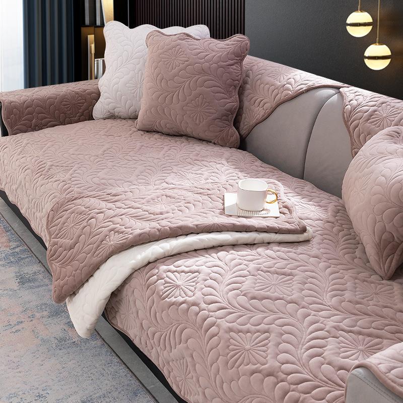 Cojín de Sofá, Cuero Universal para Todas las Estaciones, Antideslizante, Cojín de Asiento Engrosado Simple Nórdico, Funda de Felpa para Invierno, Toalla para Respaldo