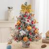 Christmas Tree Desktop Decoration Office Holiday Decor Snow Flocked Mini Christmas Tree with Led Light Ball for Tabletop