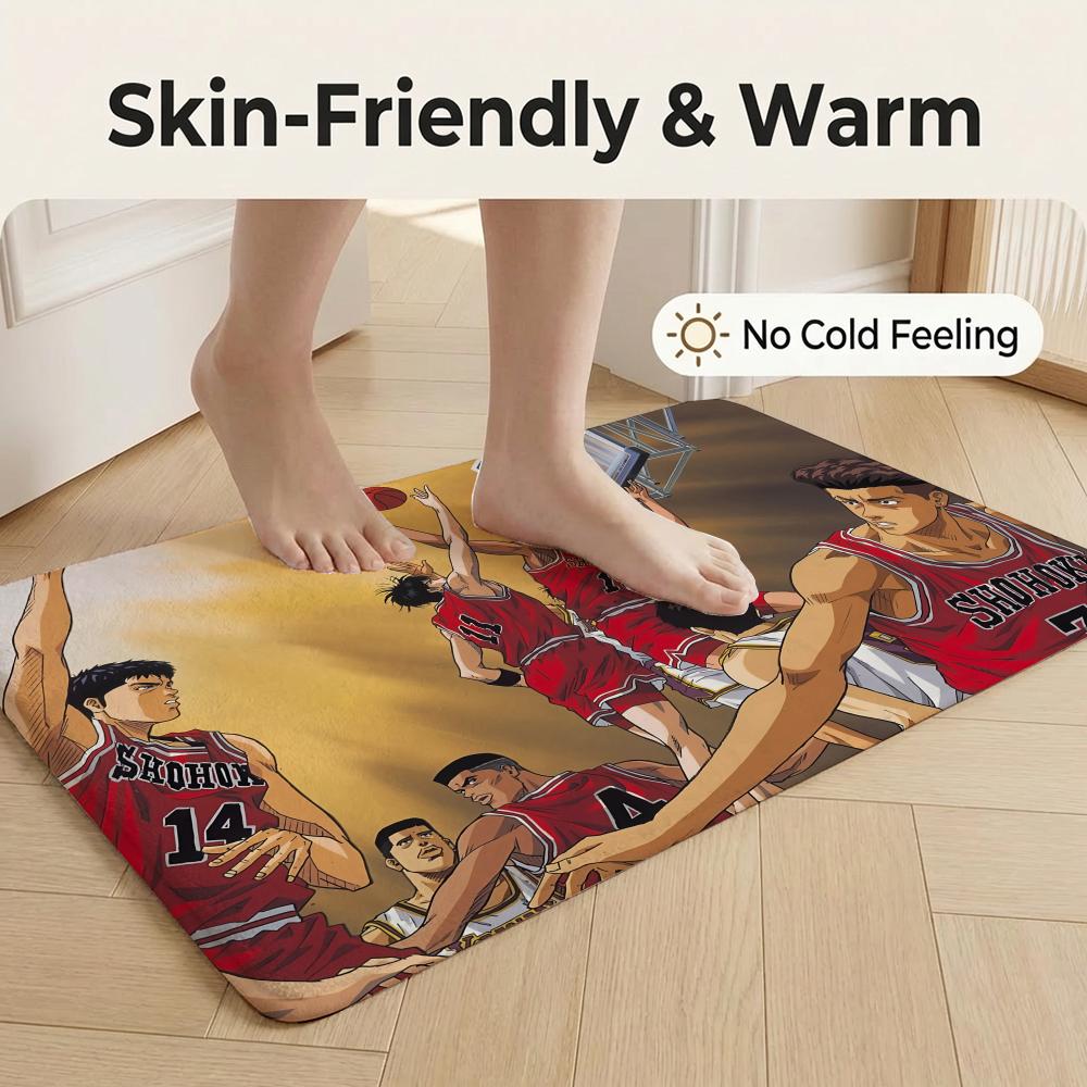 Classic anime THE FIRST SLAM DUNKS Floor Mat Flannel Door Mat Non-Slip Bedroom Living Room Home Decor