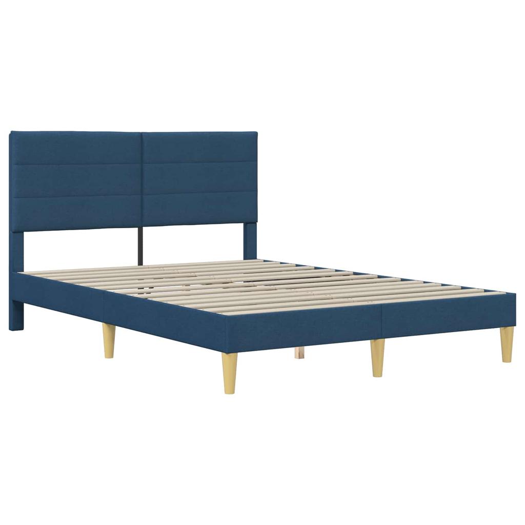Bed Frame with Headboard Blue 120 x 190 cm Fabric