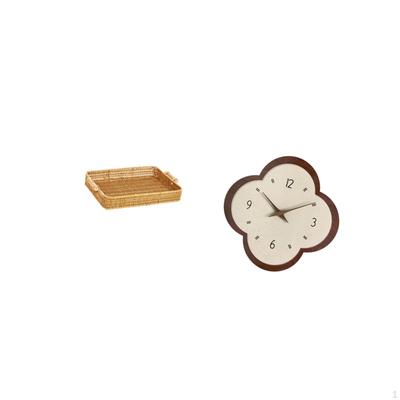 Creative Woven Fruit Basket And Bread Plate Design for Desktop with Decorative Wall Clock Non