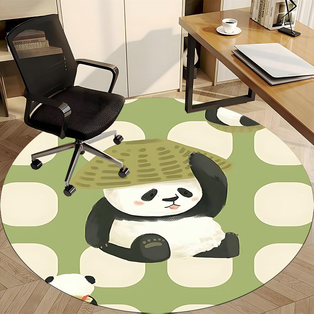 1pc Panda Pattern Office Round Area Rug, Indoor Mat Suitable For Office, Under Office Chairs Bedroom Living Room Home Decor, Room Deco