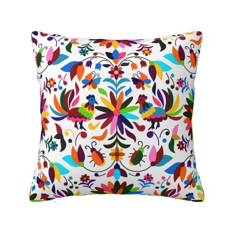 Custom Fashion Mexican Otomi Birds Texture Pillow Case 40x40cm Sofa Folk Floral Art Luxury Cushion Cover Car Pillowcase