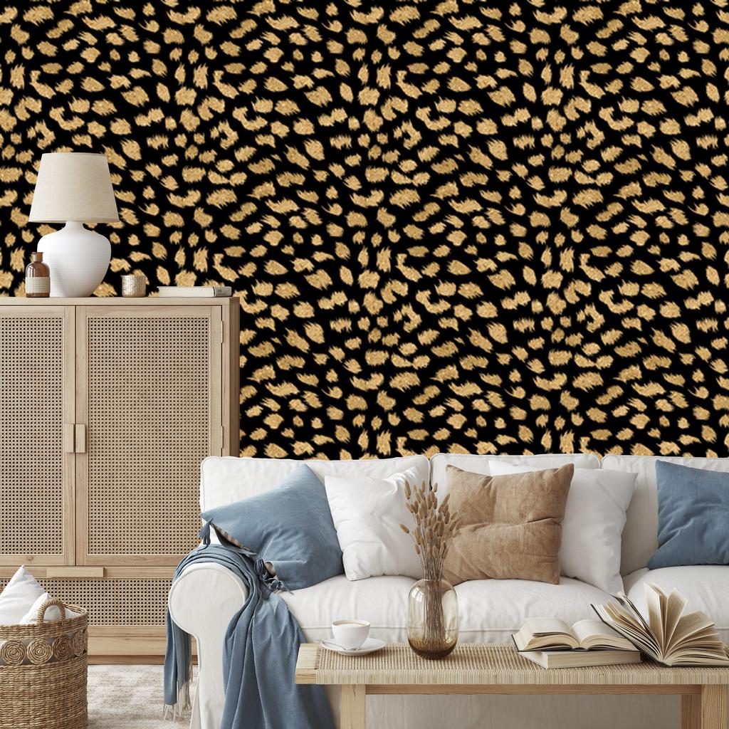 Gold Leather Wallpaper Black, Ochre and Gold for Living Room and Bedroom 50x1000