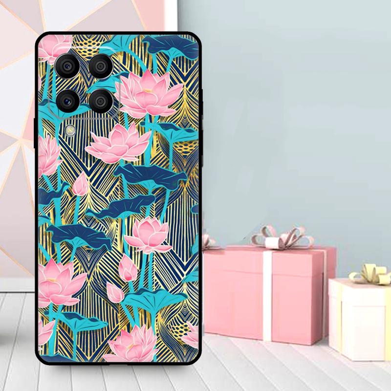 Lotus Flower Case For Samsung Galaxy M56 M52 M32 M53 M16 M11 M21 M31 M35 M12 M13 M14 M15 M36 M55 M34 M54