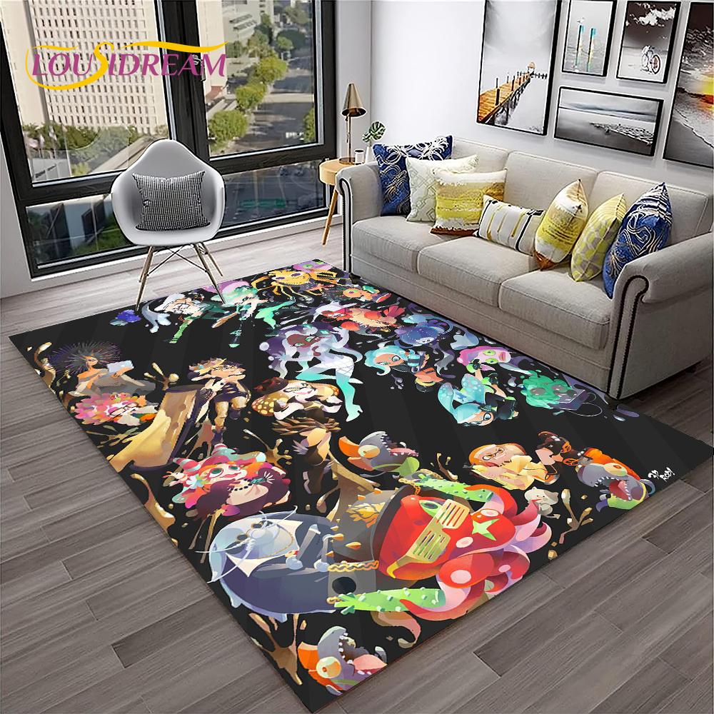 Cartoon PC Gamer 3D Games Splatoon Carpet Rug for Home Living Room Bedroom Sofa Doormat Decor,kids Area Rug Non-slip Floor Mat
