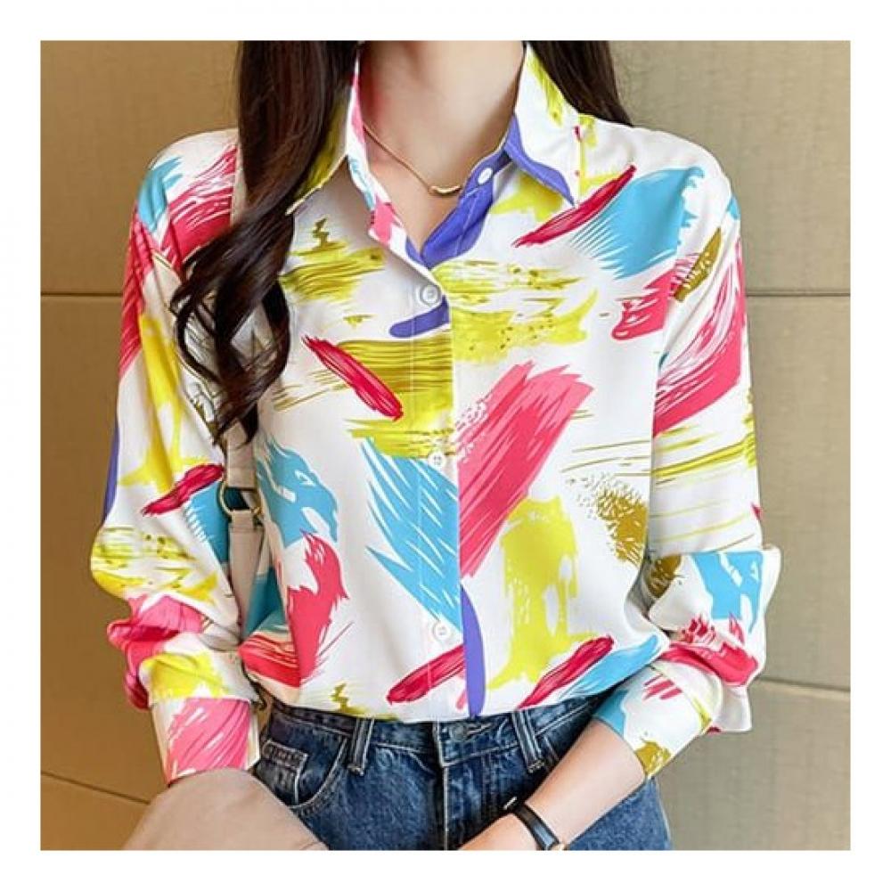 Navava Nb1987 Long Sleeve Shirt With Paint Print