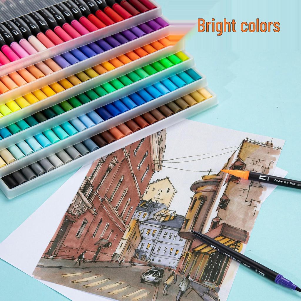 Double-Headed Washable Watercolor and Manga Pen Set for Kids
