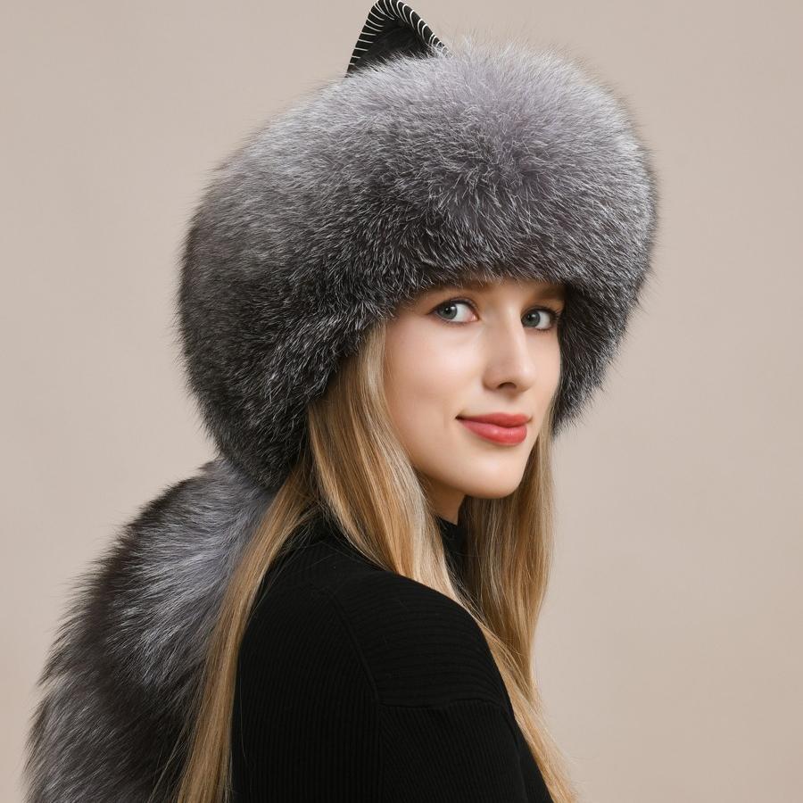 Fox fur hat female male winter northeast ear protection warm genuine leather Mongolian hat ethnic style fur hat female winter