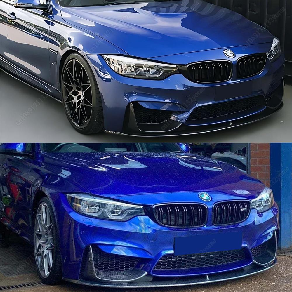 4PCS For BMW 3 Series F30 2012-2018 M3 M4 Style Car Front Bumper Lip Spoiler Splitter Diffuser ABS Gloss Black Bodykits Tuning
