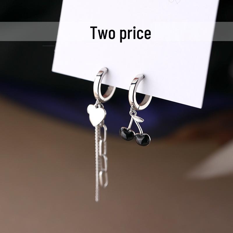 Cherry Tassel Earrings: Women s Asymmetrical Retro Chain Geometric Ear Cuff - Trendy Earring Accessories