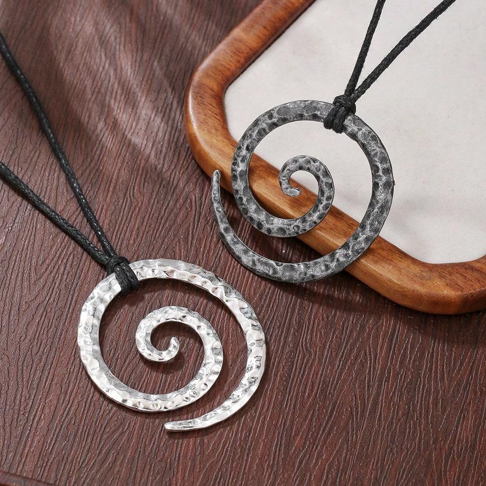 Viking Vintage Spiral Symbol Amulet Pendant Necklace Norwegian Jewelry Male Party Accessories