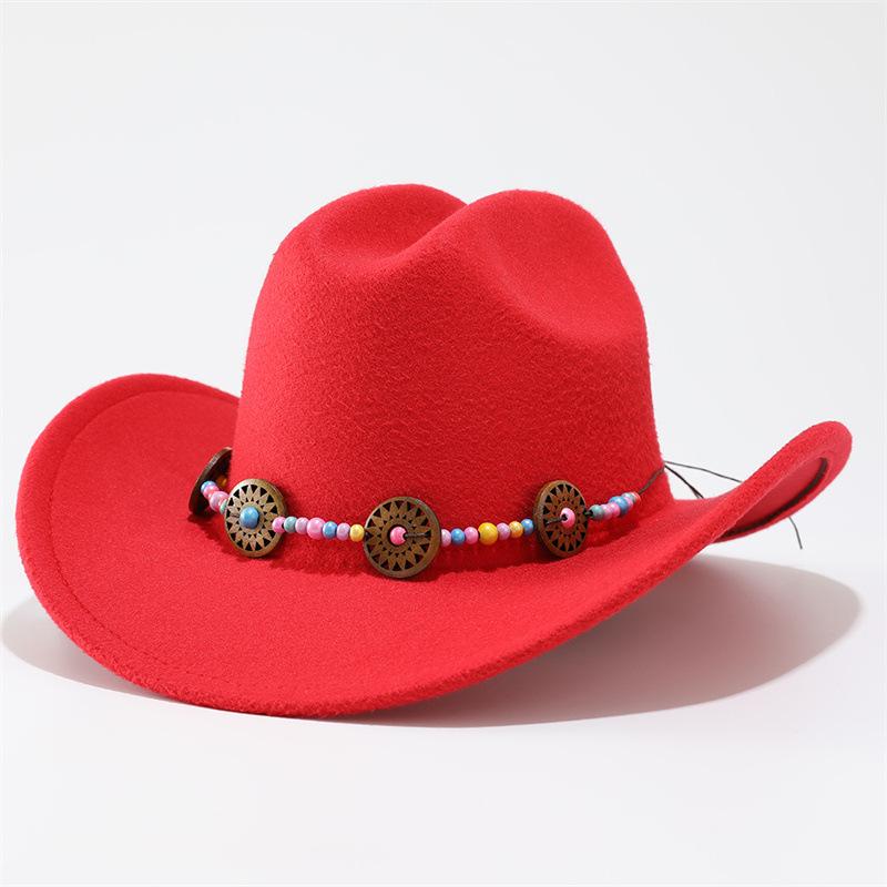 Vintage Western Cowboy Hat Ethnic Curled Top Hat Jazz Hat Travel Vacation Sun Hat Men and Women