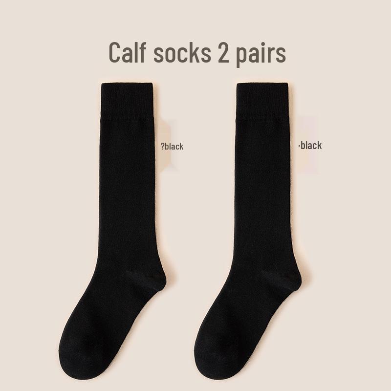 Women's Premium Cotton Mid-Calf & Thigh-High Socks: Versatile for All Seasons, Black