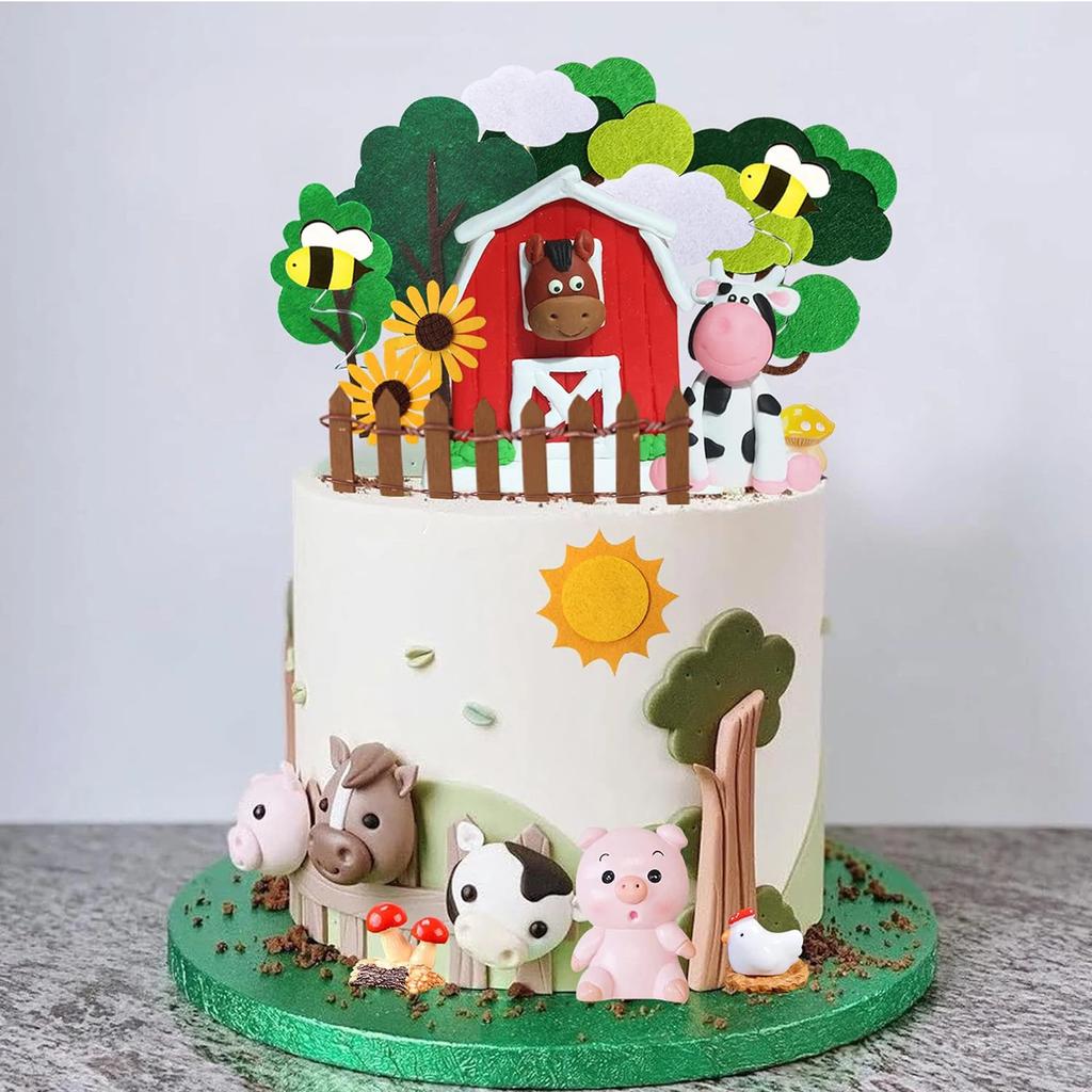 Farm Animal Cake Decoration Farm Animal Birthday Cake Topper Cow Cake Decoration for Farm Animal Baby Shower Birthday Party Deco