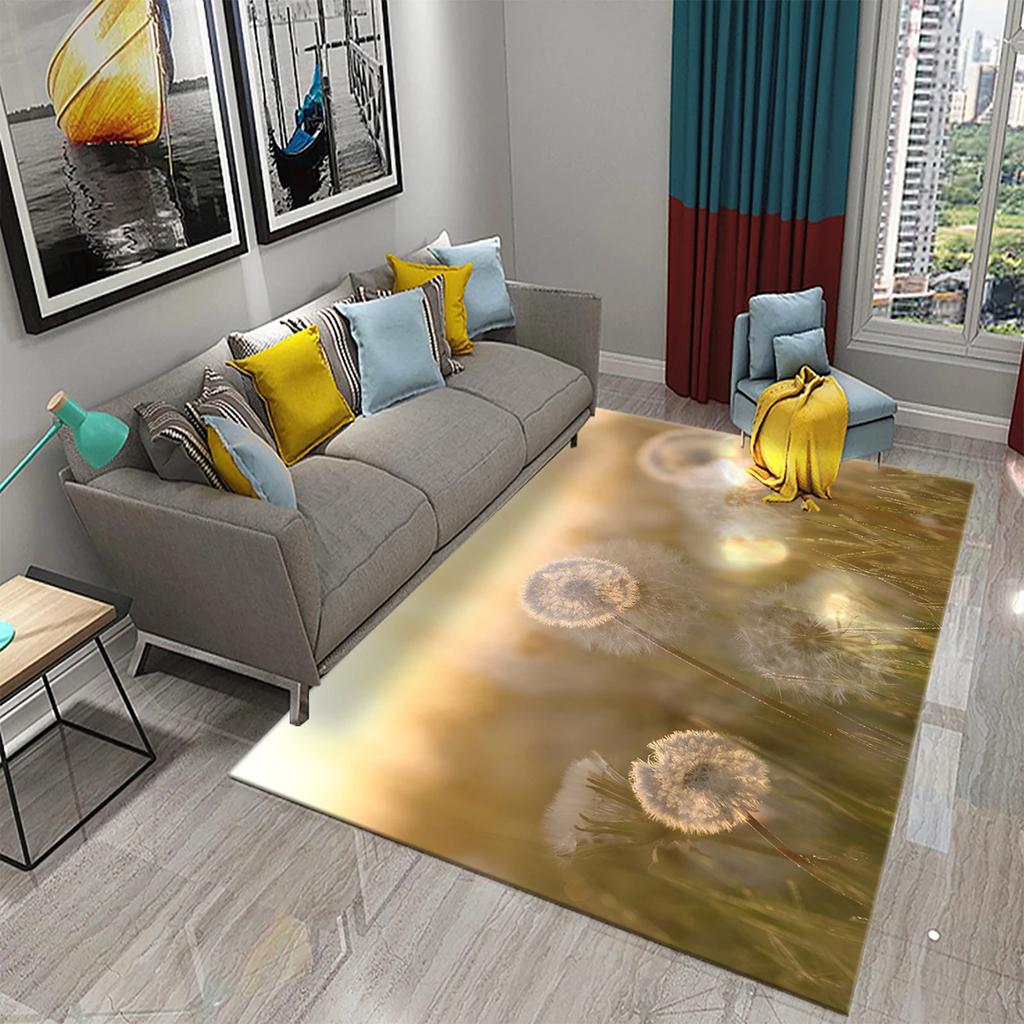 3D Löwenzahn Muster Teppich Fußmatte Rutschfest Badezimmer Schlafzimmer Wohnzimmer Teppich Fußmatte Küche Hauseingang Bodendekor Geschenke