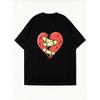 T-shirt Bianca con Stampa Cuore e Benda per Uso Casual