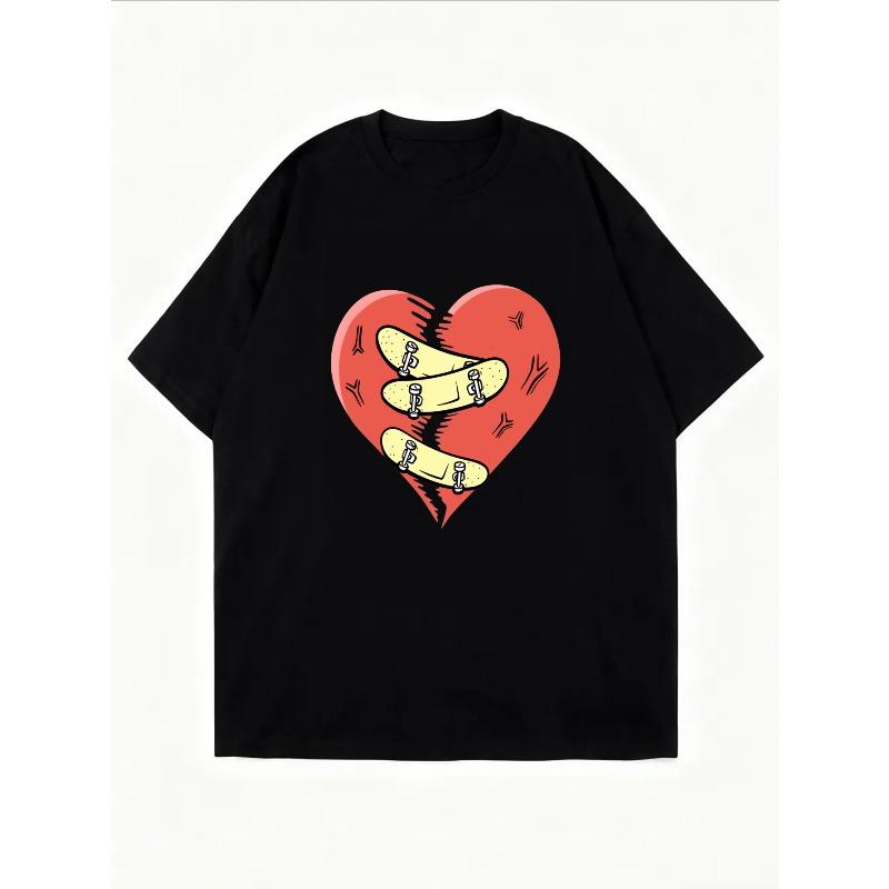 T-shirt Bianca con Stampa Cuore e Benda per Uso Casual