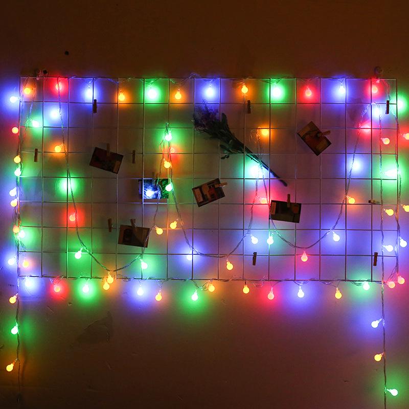 Round LED String Lights - Small Spherical Flashing Christmas Outdoor Decoration 10 Lights, 1.5m Battery