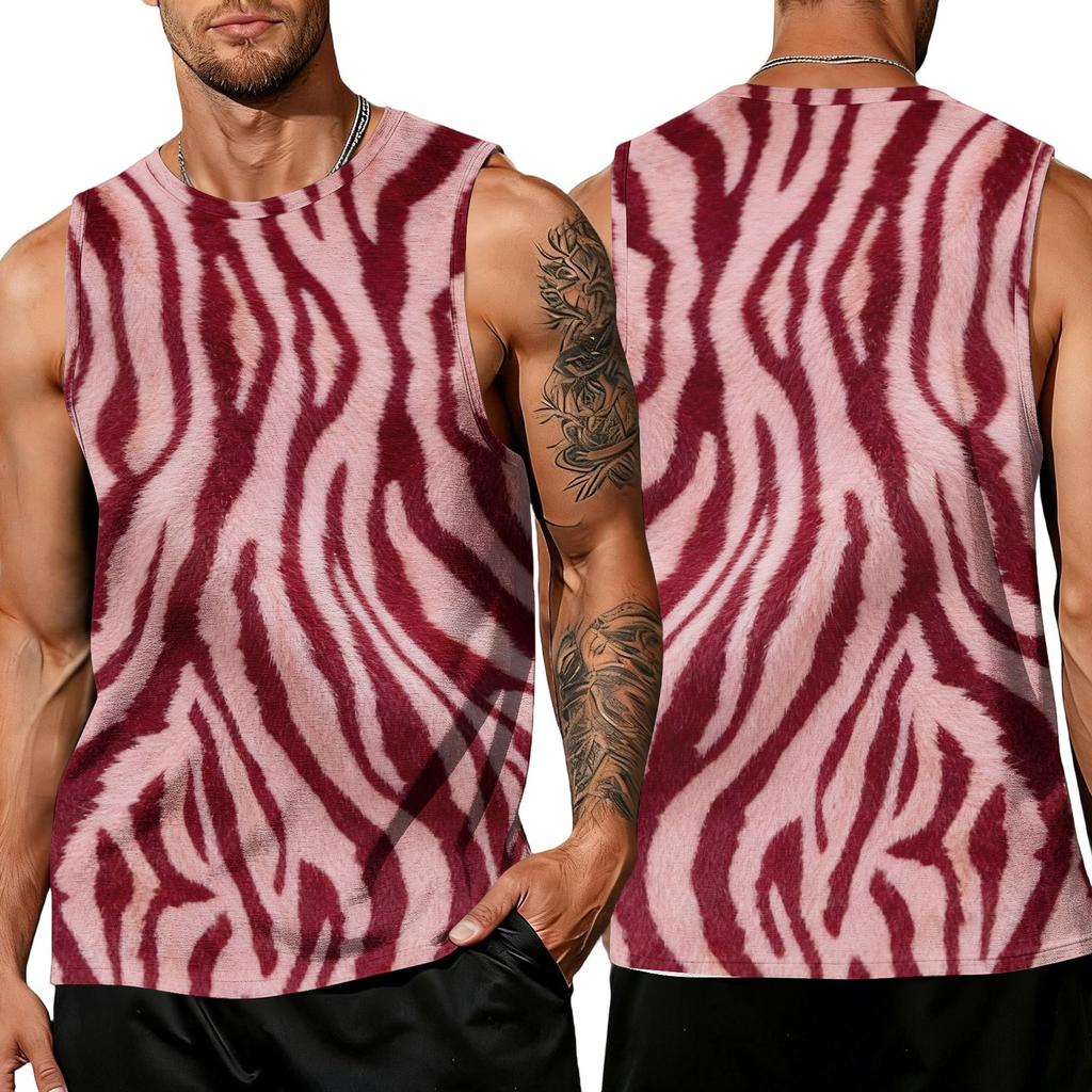 Men's Casual Sleeveless Tank Top Leopard Print Athletic Workout Gym Breathable Muscle Shirt Summer Vest