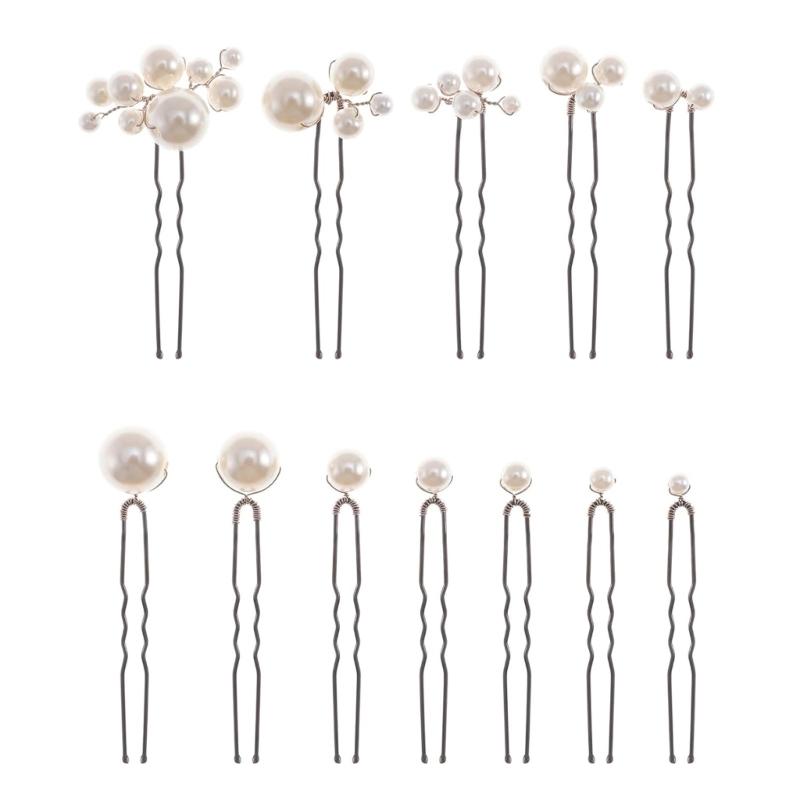 Set von 12 Perlen Haarspangen Styling-Accessoires U-Form Design Sicherer Halt Haarspange für Hochzeit Braut Hochsteckfrisuren Hochsteckfrisuren Formen