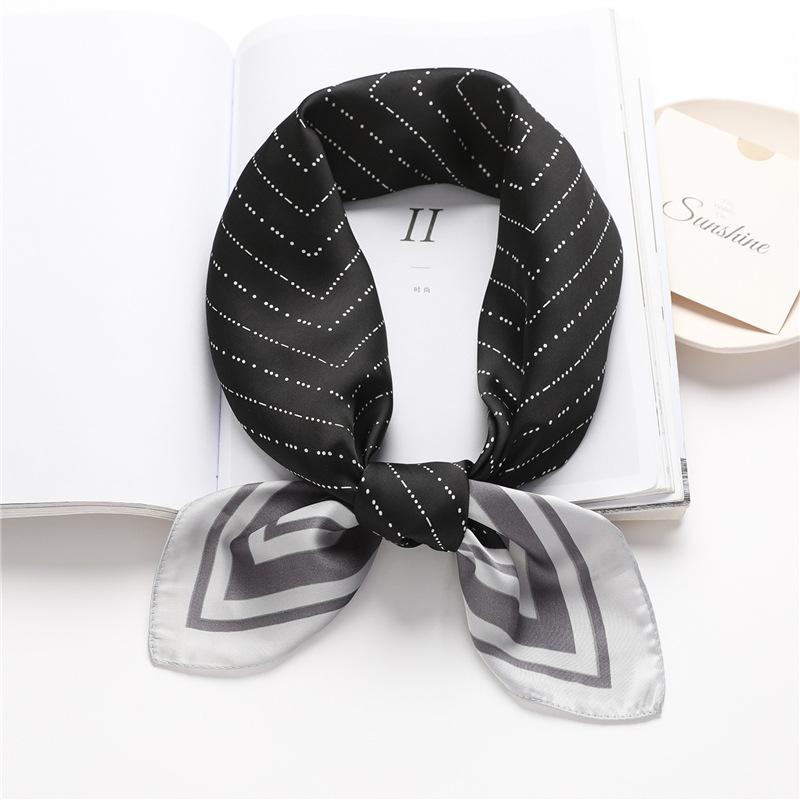 Simple Striped Scarf European and American Style Fashion Square Scarf 71cm Simulated Silk Silk Scarf Can Be Used for Tube Top Professional Decoration