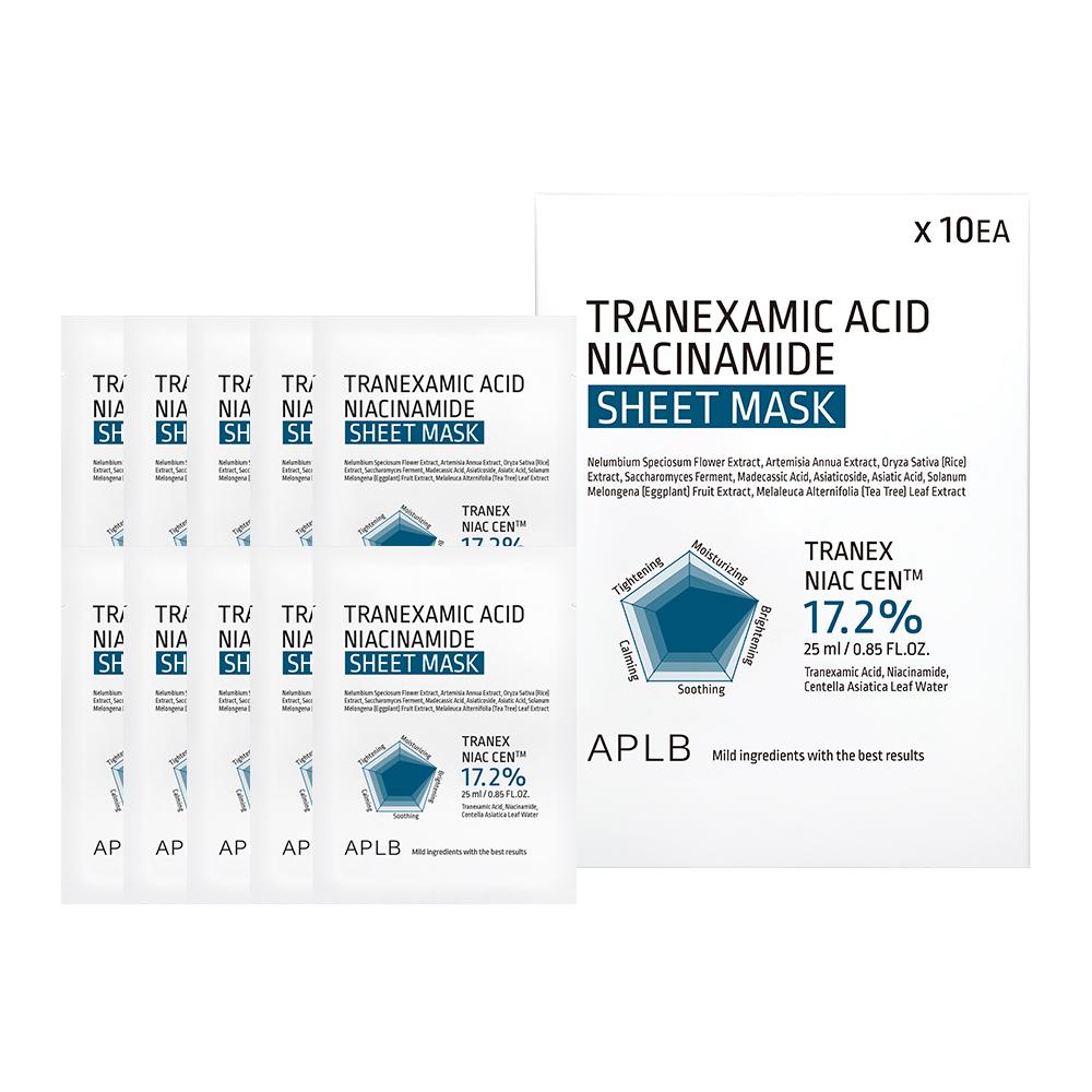 APLB Maschera in tessuto all'Acido Tranexamico e Niacinamide (10 pezzi) - Illuminante Idratante, Coreano
