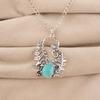 Natural Amazonite Gemstone 925 Sterling Silver Women Wedding Jewelry Good-Luck Pendant 1.8" CP-42-23