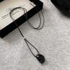 Drawable Black Rope Women Necklace Adjustable Pendant Necklaces New Sweater Chain  Women