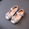 Girls' Leather Shoes Children's Soft-soled Princess Spring Shallow New Korean Big Kids Girls' Bow Rhinestone Pearls Dress Shoes