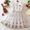 Girl Summer Princess Dress With Embroidered Flowers And Bow For Toddler Girls