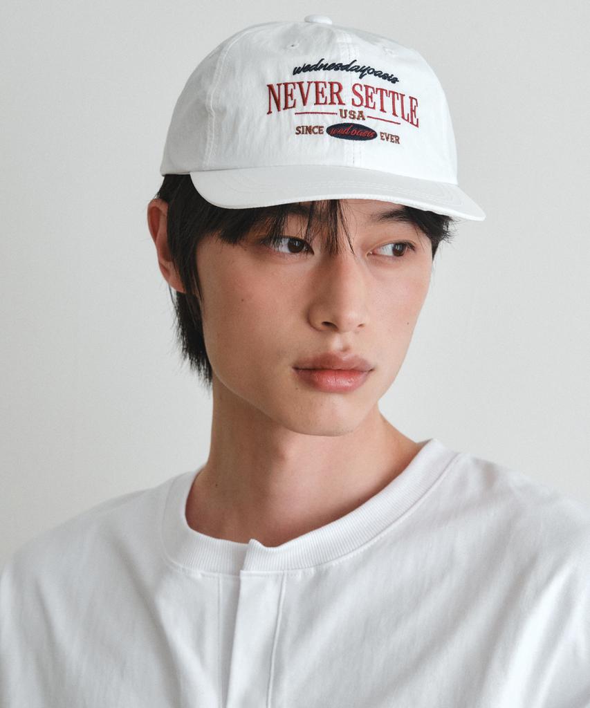 Wednesday Oasis Never Settle Nylon Ball Cap_White(W26Acc02)