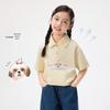 Girls' Casual Puppy Print Turn-Down Collar T-Shirt