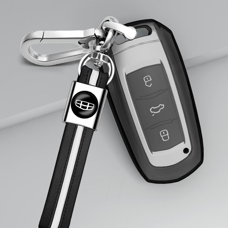Pouzdro na klíč Geely pro Boyue, Binrui, Xingrui, Geometry E, Emgrand, Icon, Vision, Xingyue L - Průhledný obal s přezkou