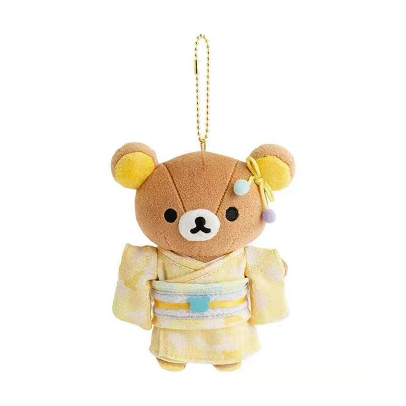 Kawaii Cartoon Rilakkuma Korilakkuma Kimono Keychain Plush Toys Creative Backpack Couple Pendant Doll Friend Birthday Gift