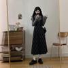 Plus Size Plaid Two-Piece Look Dress - Spring 2026 Slimming Long-Sleeved Waist-Cinched Skirt for Women