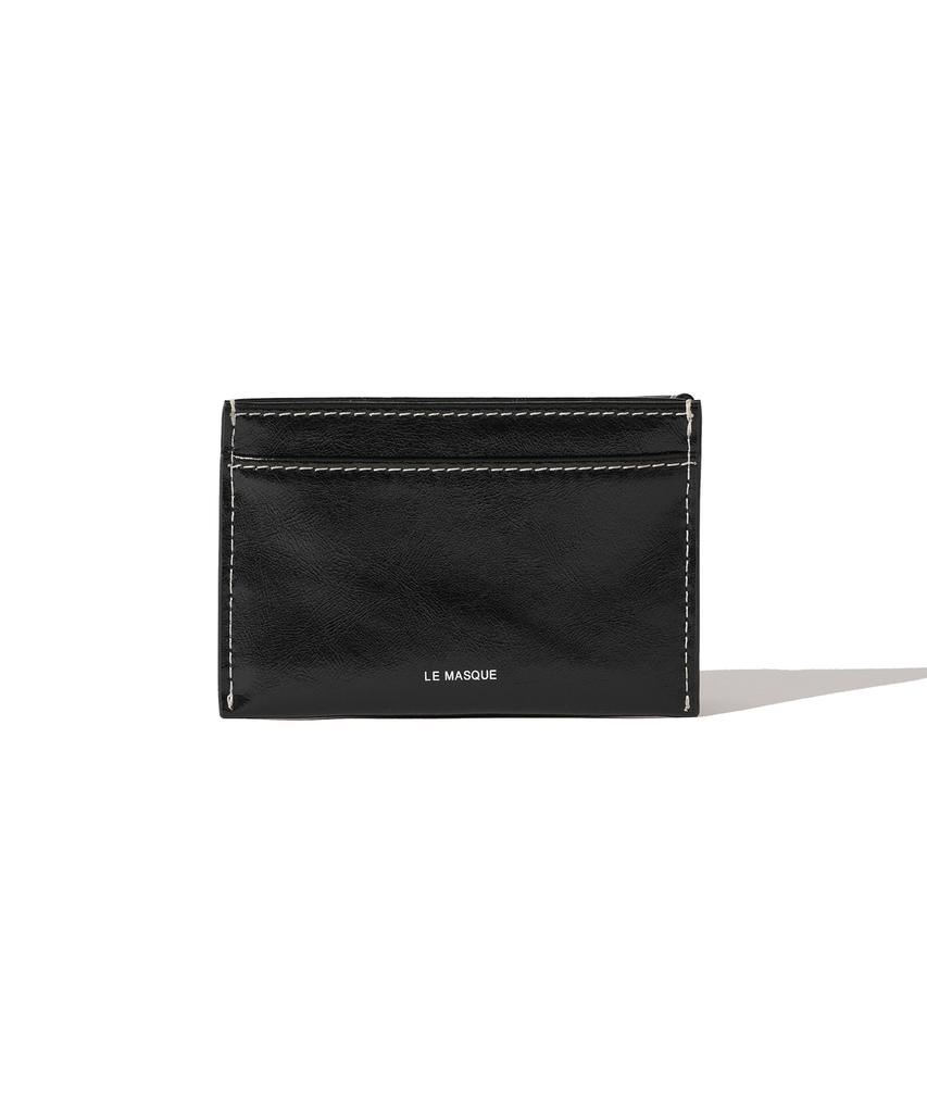 Lemasque Dot Saddle Slim Mini Transit Card Holder Black