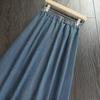 Women's High-Waist Spliced Denim A-Line Midi Skirt
