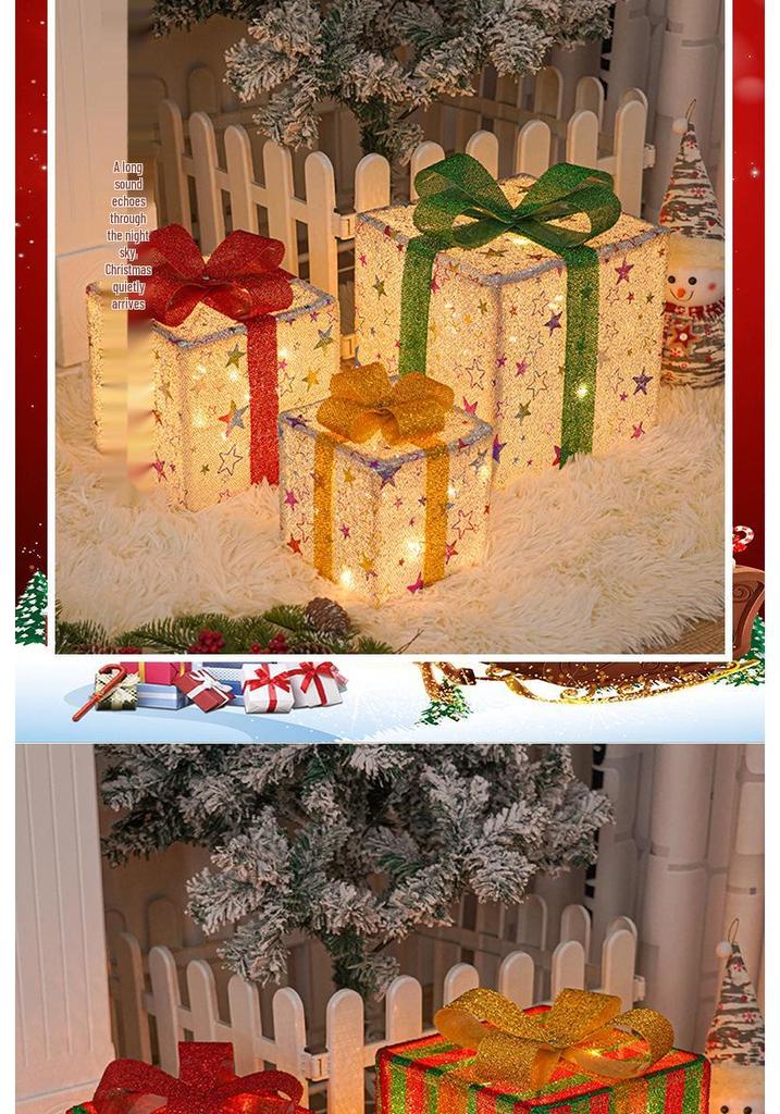 Cross-Border Christmas Luminous Gift Box Set: Outdoor Decorative Lights for Courtyard & Mall Display