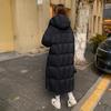 Høst Vinter Tykk Varm Parka Kvinner Uformell Søt Ensfarge Stor lomme Løs Lang hettejakke Jakker Yttertøy
