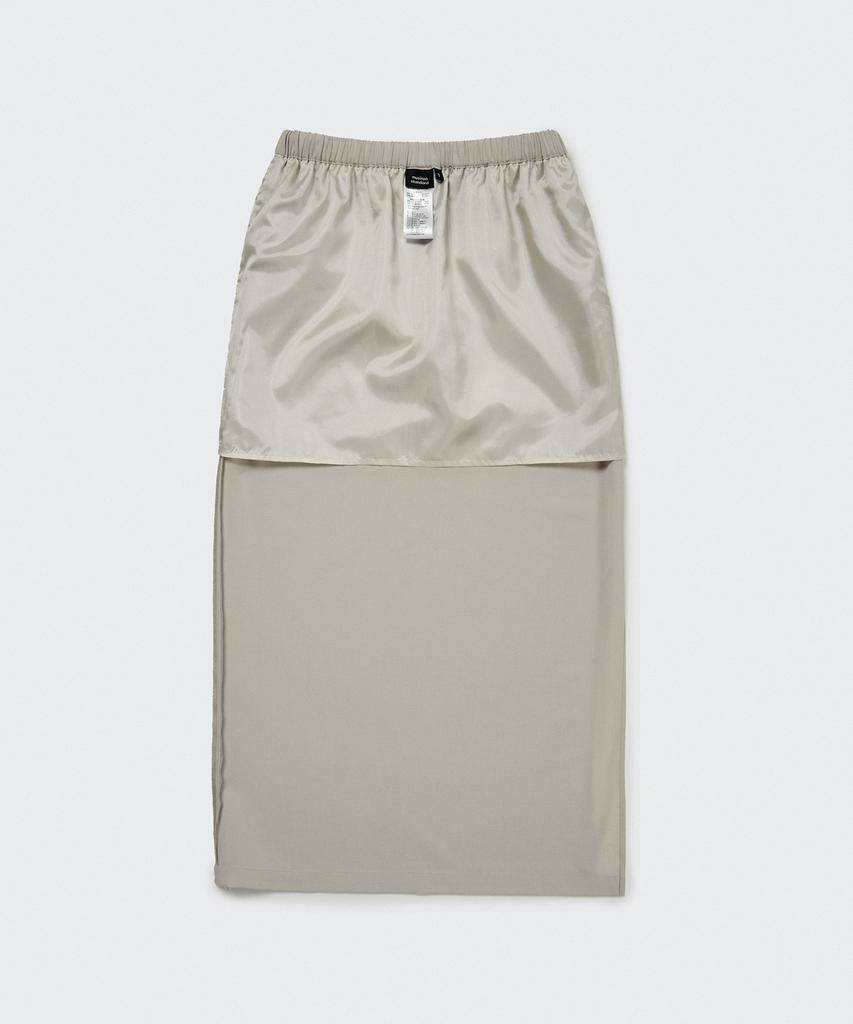 Musinsa Standard Woman Women'S Linen-Like Elastic Waist Long Skirt [Light Beige]