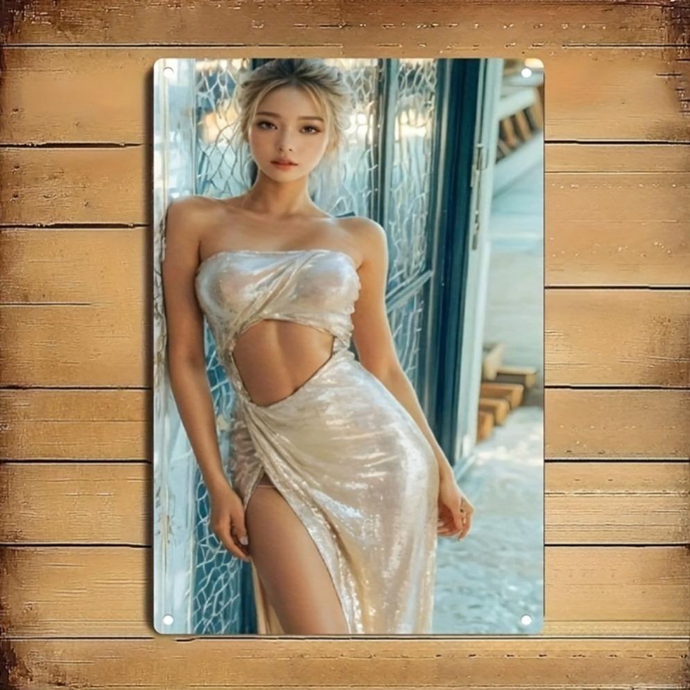 

Феми Искусство Ретро Металлическая Настенная Табличка Золотой Декор для Домашнего Бара Подарок Женщине Элегантное Новоселье 20x30cm（7.8x11.8inch）